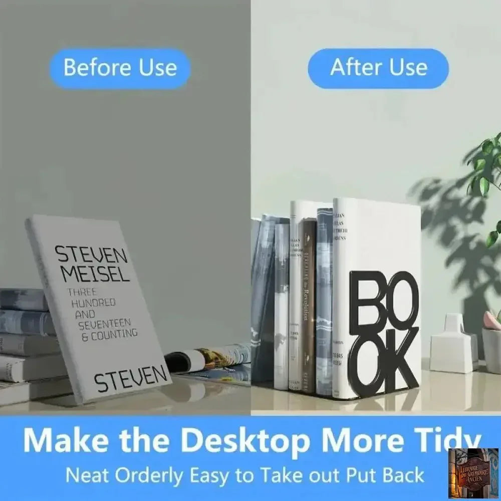 Serre-livres en fer, 1 pièce, support de livre - 2 couleurs - © 2026 Le Grimoire Ancien