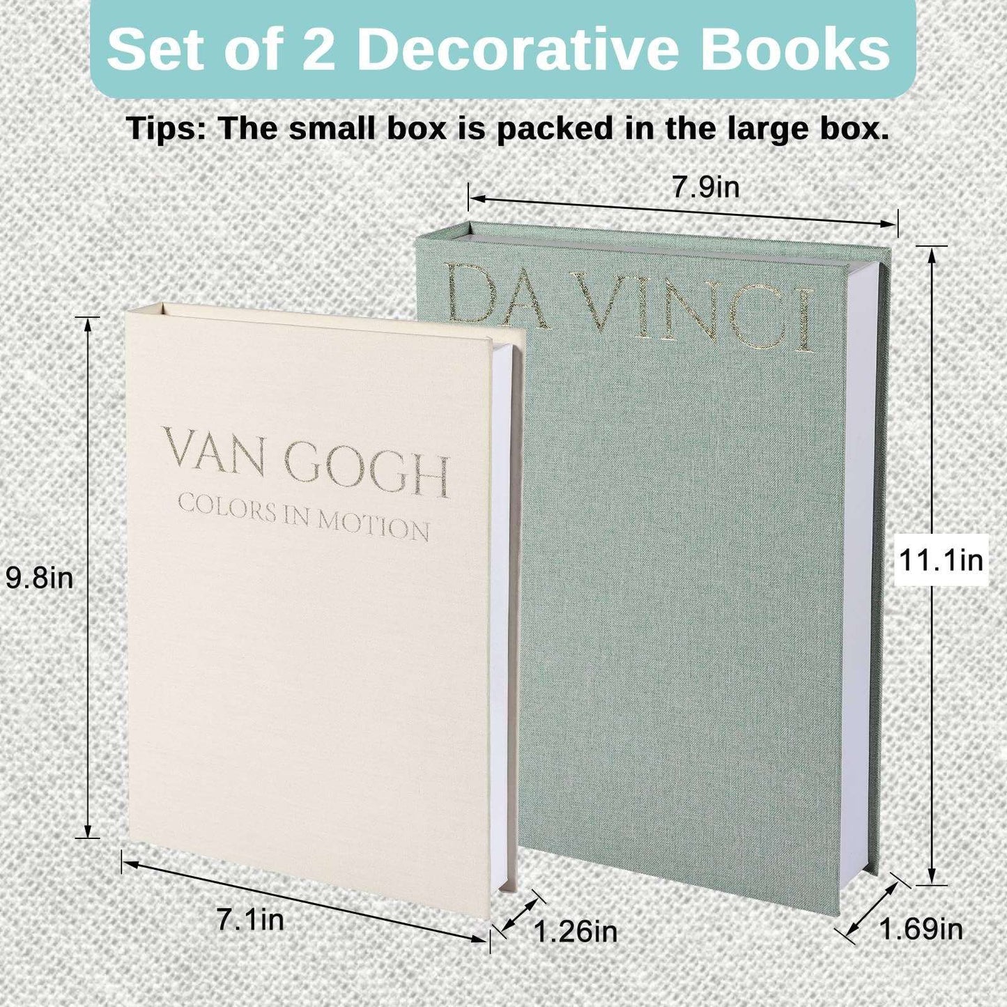 Set de 2 boîtes décoratives faux livres en lin | Dorure à chaud & fermeture magnétique | Empilables - © 2026 Le Grimoire Ancien