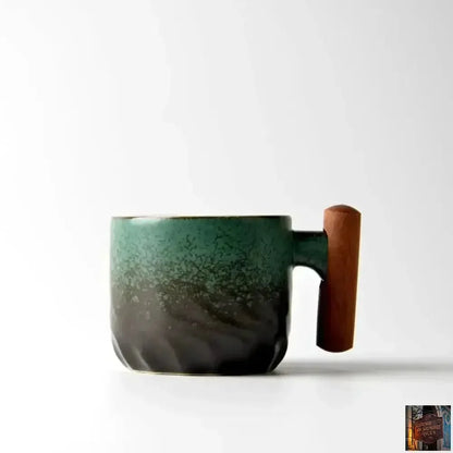 Tasse à café créative faite à la main, exquise, vintage, avec manche en bois - © 2026 Le Grimoire Ancien