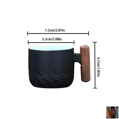 Tasse à café créative faite à la main, exquise, vintage, avec manche en bois - © 2026 Le Grimoire Ancien